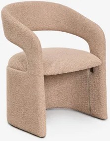 Cadeira De Jantar Estofada Jules Com Braços Chenille Grossa Castanho Latte - Sklum