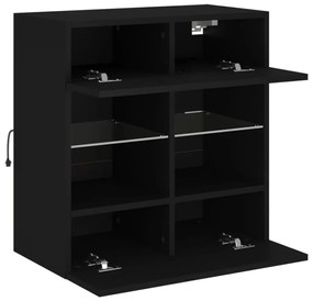 Móvel de parede para TV com luzes LED 58,5x30x60,5 cm preto