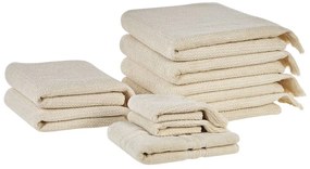 Conjunto de 9 toalhas em algodão creme ATIU Beliani