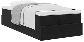 Estrutura de cama otomana com colchão preto 80x200cm veludo