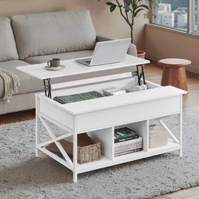 Mesa de centro com altura ajustável 60 x 100 x (48-62) cm Branca