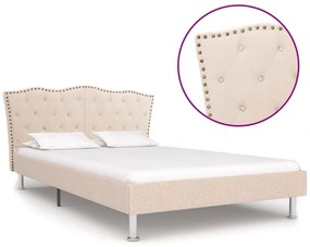 vidaXL Estrutura de cama em tecido bege 140x200 cm