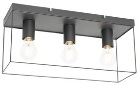 Candeeiro de teto minimalista preto 3 luzes - Kodi Moderno