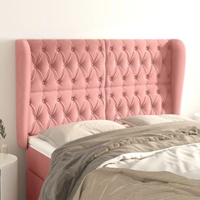 Cabeceira cama c/ abas veludo 163x23x118/128 cm rosa