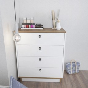 Cômoda Sahra – Branco Nogueira – 72x83,1x42 cm