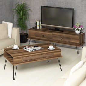 Conjunto de Mobiliário de Sala de Estar Ekol – Nogueira – TV Unit: 145