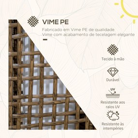 Candeeiro Solar de Jardim em Vime Sintético – 15,5x15,5x46 cm – Marrom