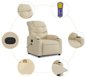 Poltrona de massagens reclinável tecido cor creme