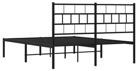 Estrutura de cama em metal com cabeceira 150x200 cm preto