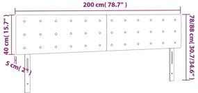 Cabeceira de cama c/ luzes LED tecido 200x5x78/88 cm cor creme
