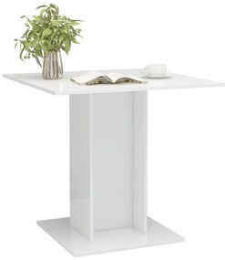 Mesa de jantar 80x80x75 cm contraplacado branco brilhante
