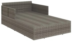 Espreguiçadeira com almofadões cinzentos 182x118x63 cm vime PE