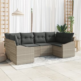Conjunto de Sofá de Jardim de 6 Peças com Almofadas em Cinza Claro de