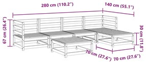 6 pcs conjunto sofás de jardim madeira de pinho maciça