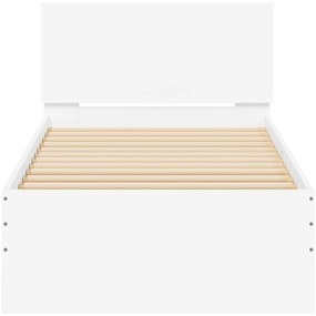 Estrutura de cama c/ cabeceira e luzes LED 90x190 cm branco