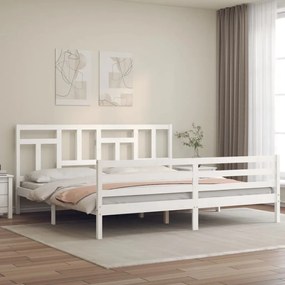 3194977 vidaXL Estrutura cama Super King Size c/ cabeceira madeira branco
