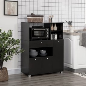 Aparador Auxiliar "Gourmet" de Cozinha - 90x40x120 cm - Preto - Design