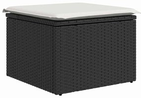 Conjunto de Sofá de Jardim de 8 Peças com Almofadas Pretas Rattan Poli