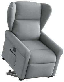 vidaXL Poltrona reclinável elevatória elétrica tecido cinzento-claro