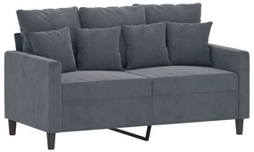 3 pcs conjunto de sofás com almofadões veludo cinzento-escuro