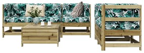 6 pcs conjunto de sofás de jardim madeira de pinho impregnada
