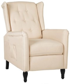 vidaXL Poltrona reclinável tecido cor creme