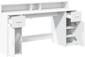 Secretária c/ luzes LED 140x55x91cm derivados de madeira branco