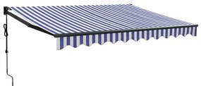 Toldo retrátil 3,5x2,5 m tecido e alumínio azul e branco