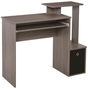 HOMCOM Mesa de Computador Multimídia com Estantes Prateleiras Teclado Cesto Preto Painéis de Partículas Cinza | Aosom Portugal