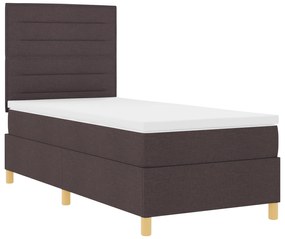 Cama Box Spring com Colchão Castanho Escuro 100x200 cm Tecido