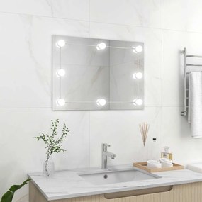 Espelho de parede sem moldura c/ luzes LED vidro retangular
