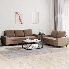 2 pcs conjunto de sofás tecido castanho