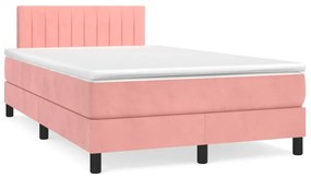 Cama boxspring com colchão 120x190 cm veludo rosa