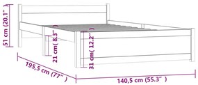 Estrutura de cama casal 135x190 cm madeira maciça preto