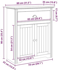 Armário de entrada BODO 80x35x90 cm branco e castanho