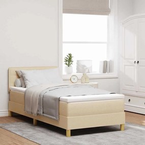 vidaXL Cama Box Spring com Colchão Creme 90x200 cm Tecido