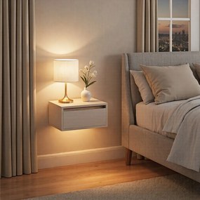 Conjunto de 2 Mesa de cabeceira suspensa, 3 cores de luz 35,1 x 40,1 x 18,1 cm bege