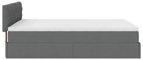Cama otomana com colchão 140x190 cm tecido cinzento escuro