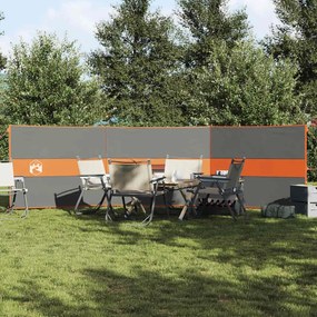 Corta-vento de campismo 490x123 cm impermeável cinza/laranja