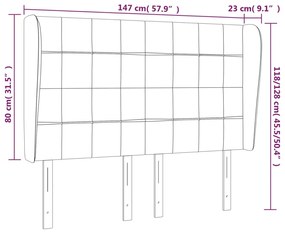 Cabeceira de cama c/ abas veludo 147x23x118/128 cm preto