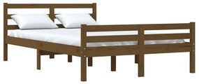 Estrutura cama king 150x200 cm madeira maciça castanho-mel