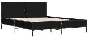 Estrutura de cama 150x200 cm derivados de madeira/metal preto
