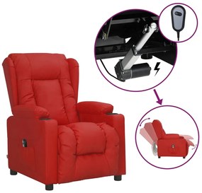 Poltrona reclinável elétrica couro artificial vermelho tinto