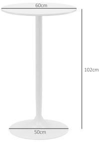 Mesa de Bar Redonda Mesa Alta de Cozinha Moderna com Estrutura de Aço para 2 Pessoas Ø60x102 cm Branca
