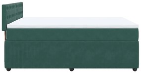 Cama com molas/colchão 140x200 cm veludo verde-escuro