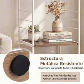 Estante giratória de 4 níveis Torre 360° com estrutura metálica 40 x 40 x 115 cm economiza espaço de canto para escritório, casa, sala, branca+Natural