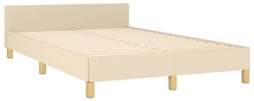 Estrutura de cama sem colchão 120x190 cm tecido creme