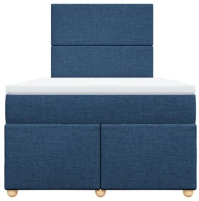 Cama boxspring com colchão 120x190 cm tecido azul