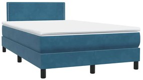 Cama com molas/colchão 120x210 cm veludo azul-escuro