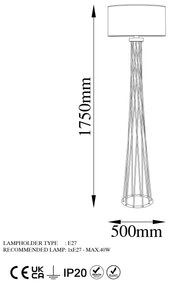 Candeeiro de Pé Tall – Antracite – 50x175x50 cm